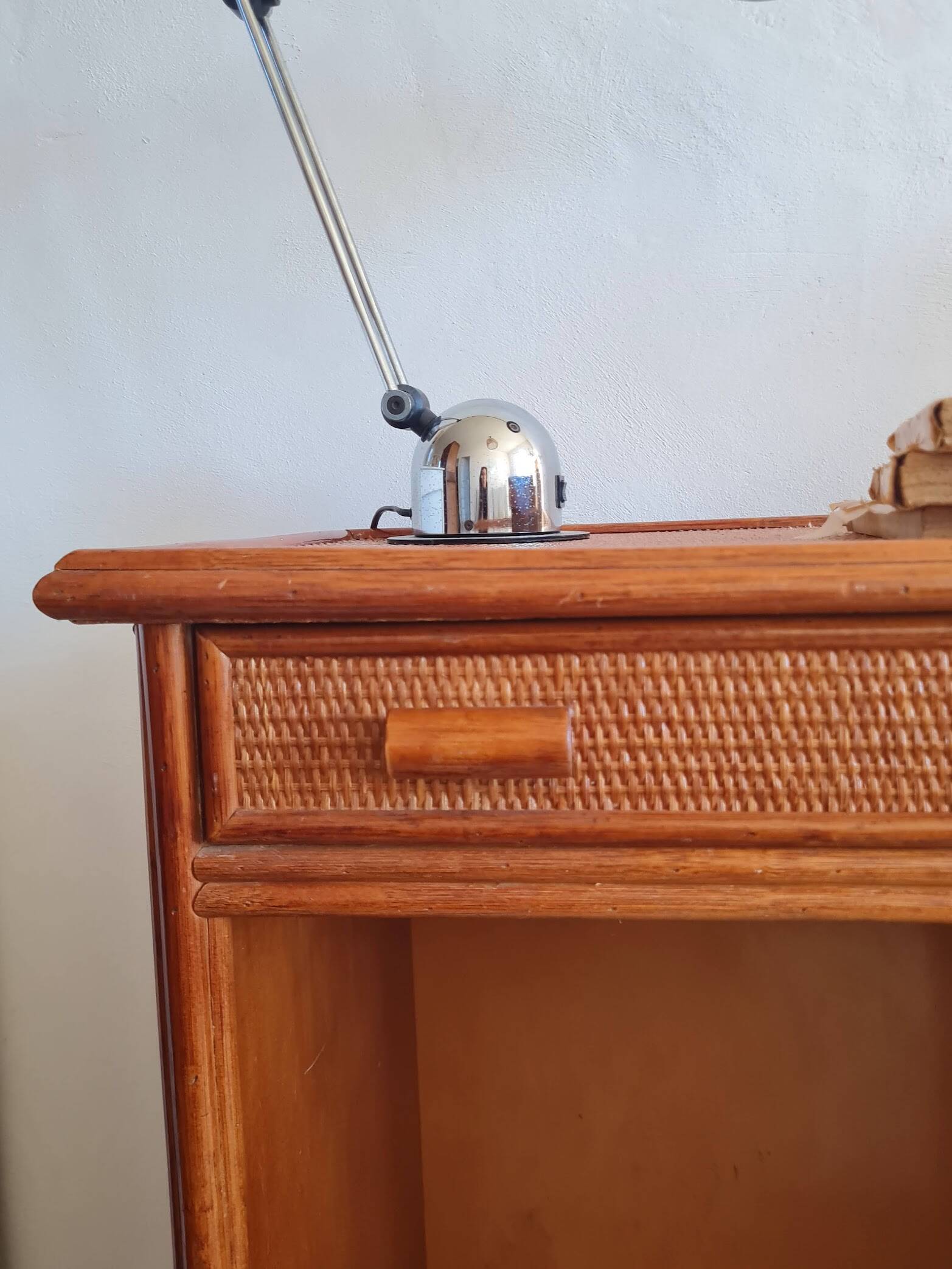 Vintage rattan desk from the 1970s.