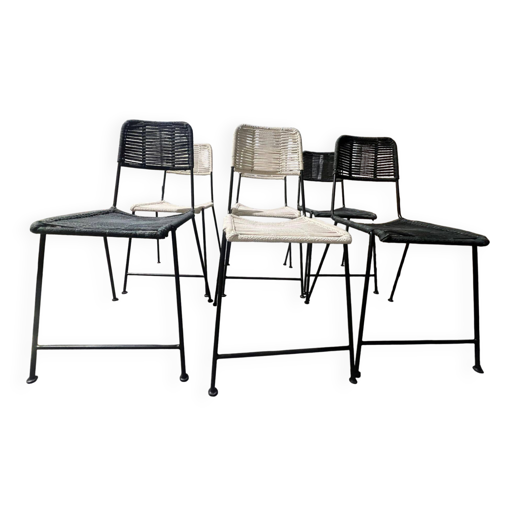 Set of 6 murgi caravan chairs 3 black 3 ivory