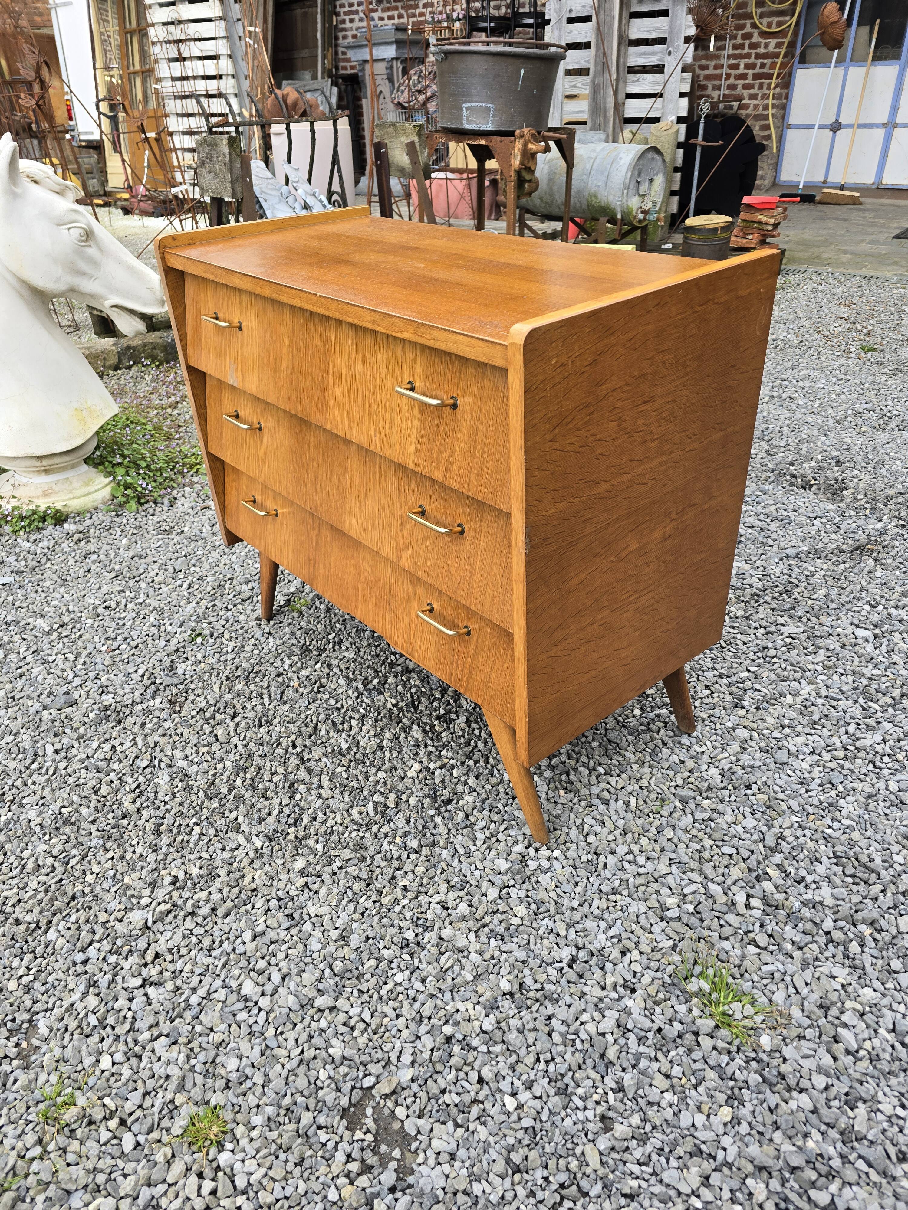 Vintage 60s oak chest of drawers