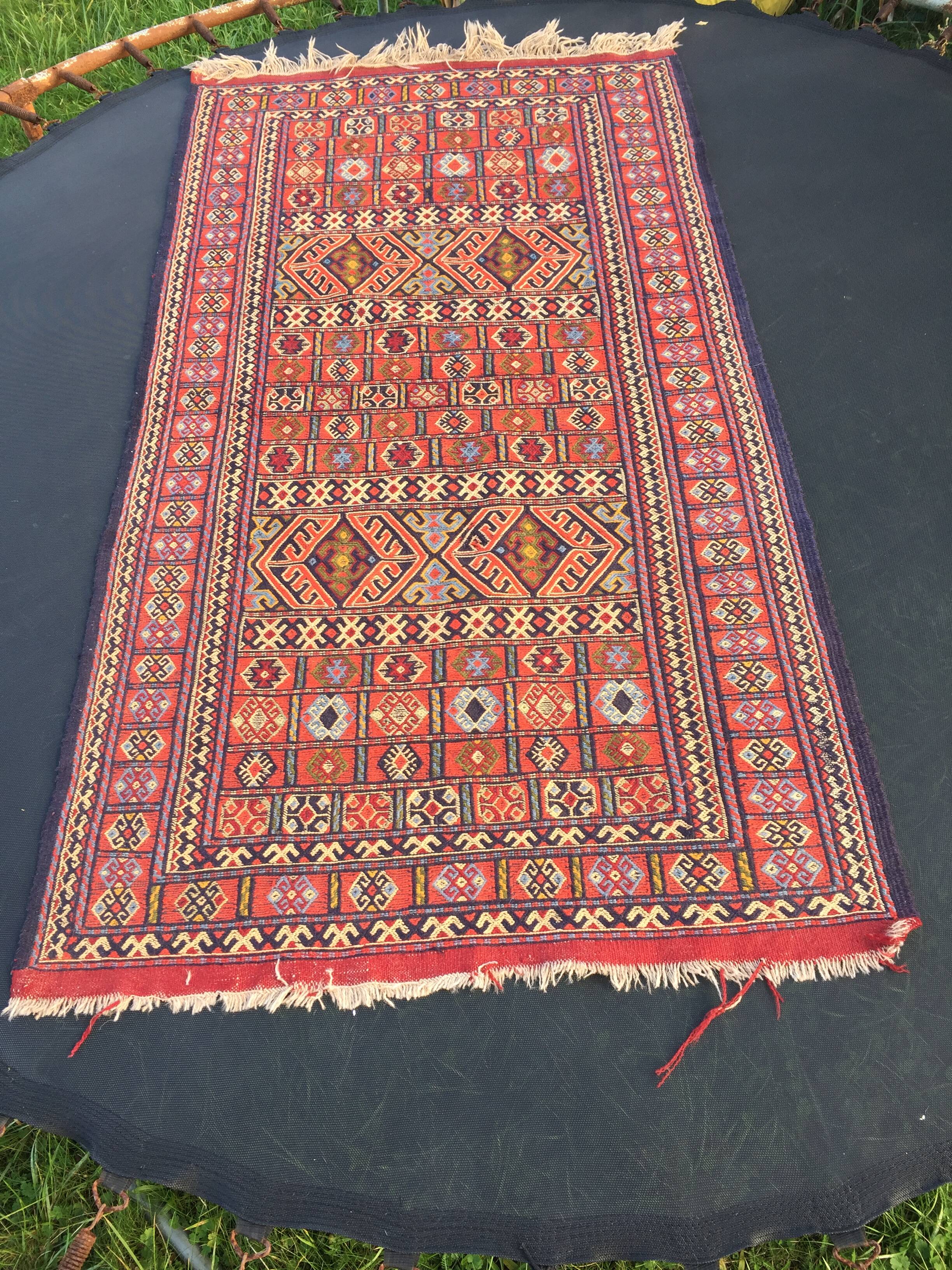 Berber carpet, woven and embroidered, wool 204 x106 cm 20th century