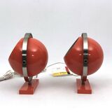 3 lampes de table globe orange des années 60 Stilux Milano modèle Saba