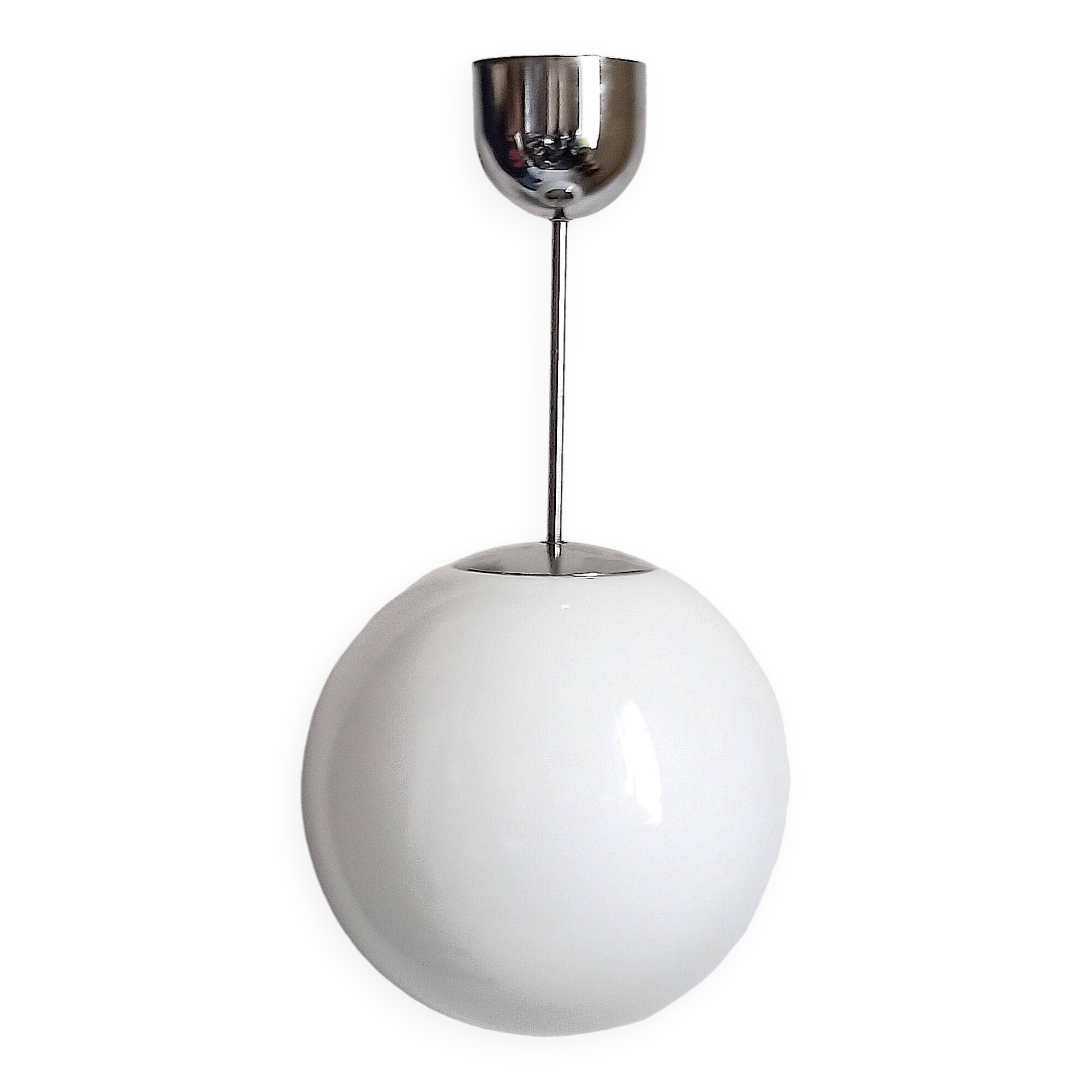 White opaline suspension 70s height 58 cm diameter 48.5 cm