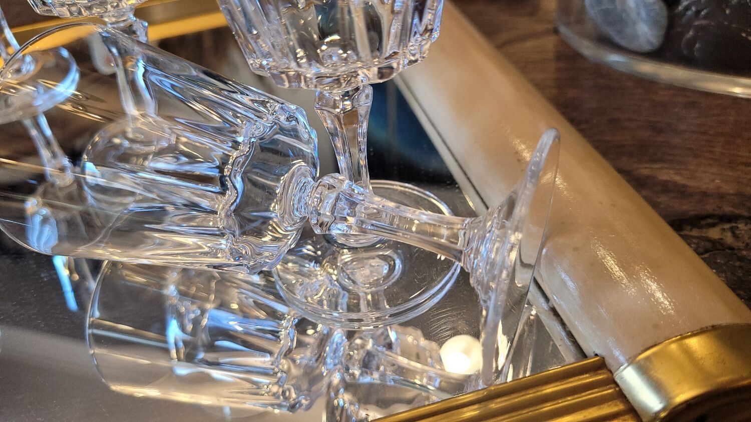 6 crystal stemmed glasses