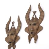 Paire de masques Africains en laiton, années 70