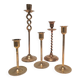 Five solid brass candle holders vintage design 80s