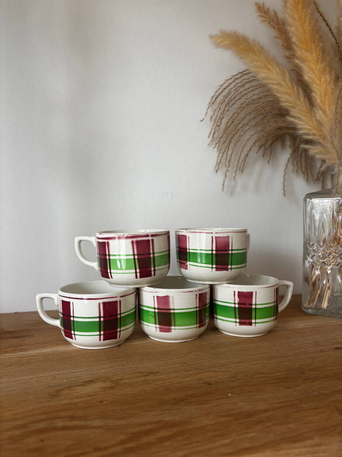 Set of 5 old Sarreguemines Sousse cups
