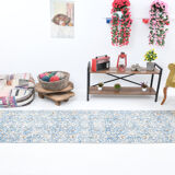 3x10 Turkish vintage runner rug hand-made blue runner 3x10 runner 310x75cm