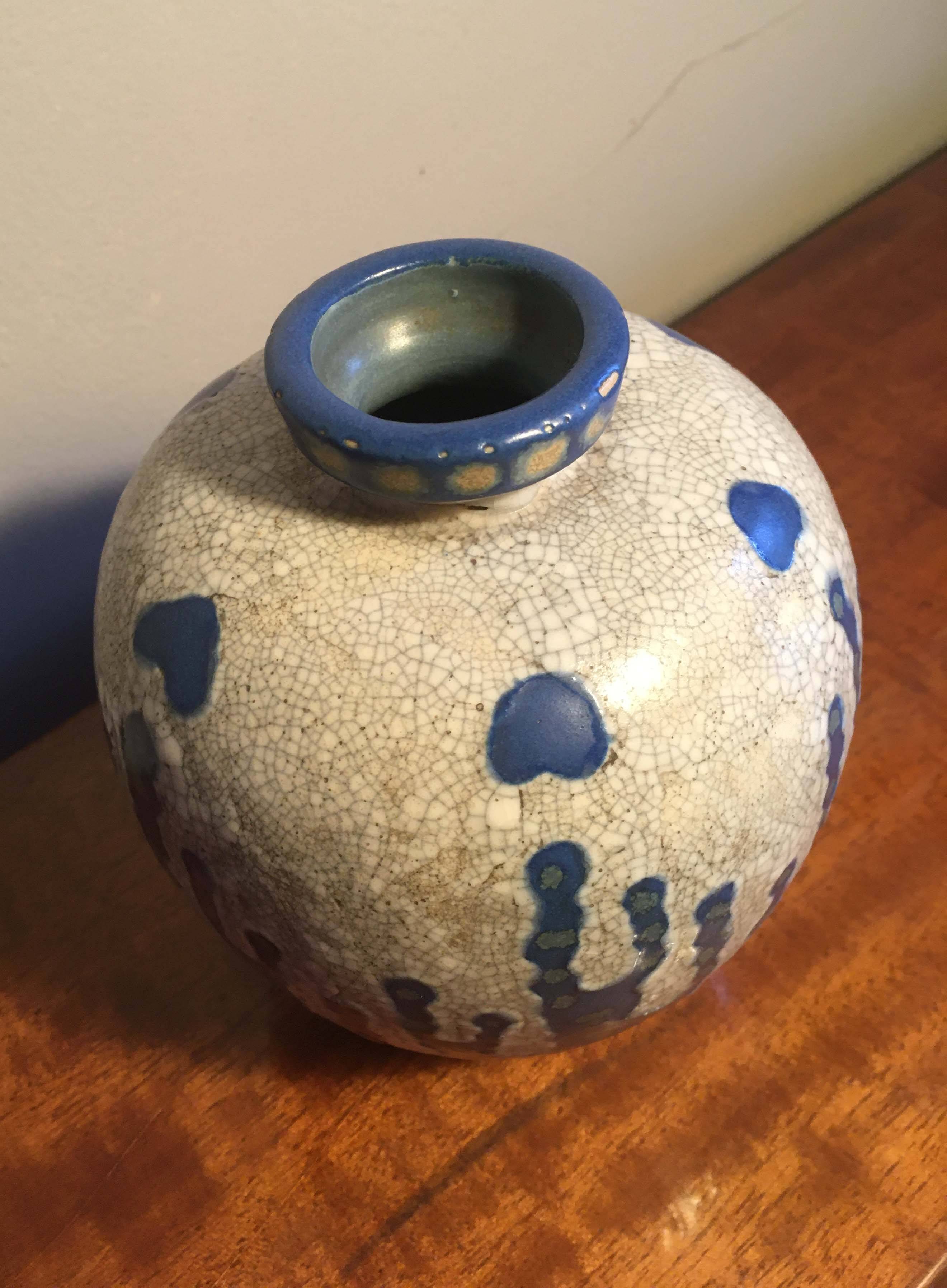 Glazed ceramic ball vase, art deco