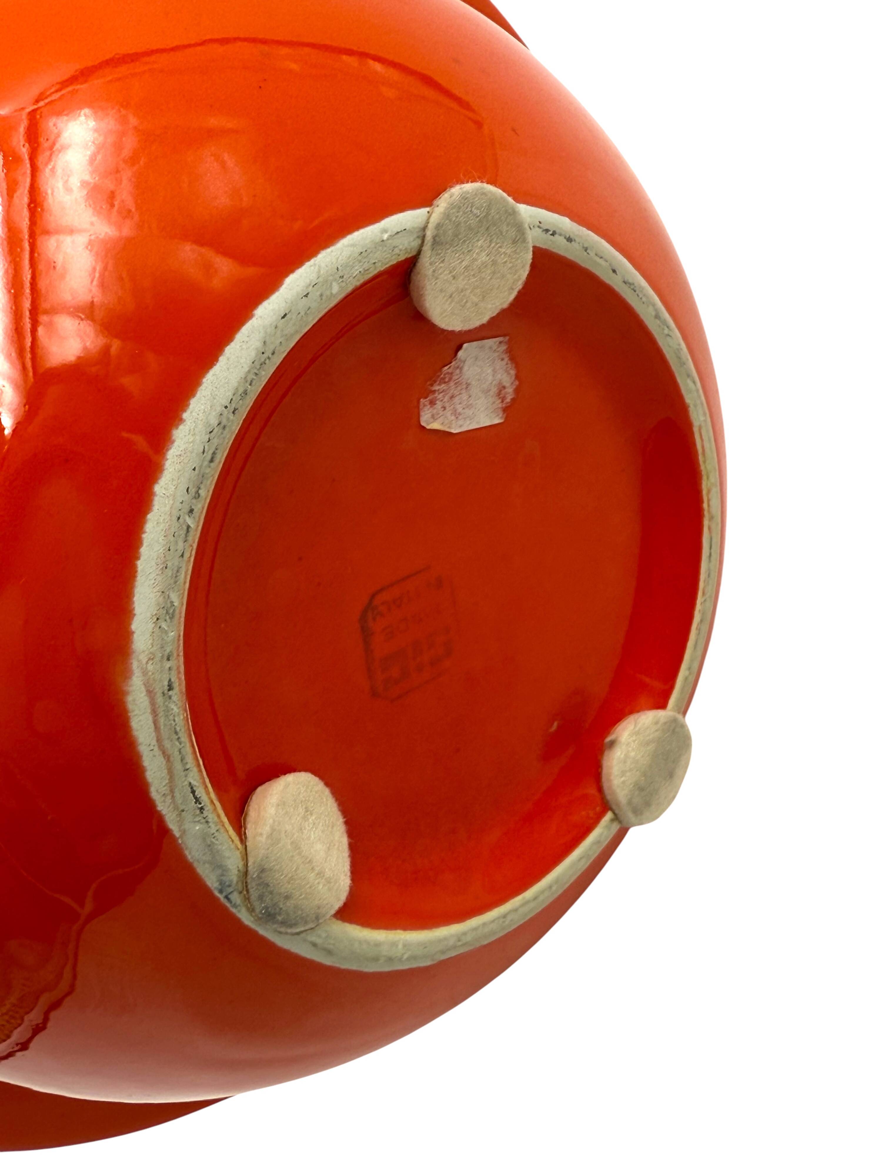 Space age orange ceramic vase, Sicart Italy ca. 1970