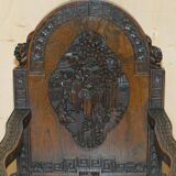 Chinese hand-carved desk from around 1940 with matching chair.
