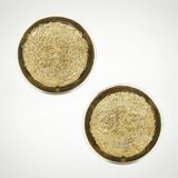 Pair of  Italian brass and glass wall lights, 1980s