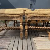 Series of five Louis XIII walnut stools
