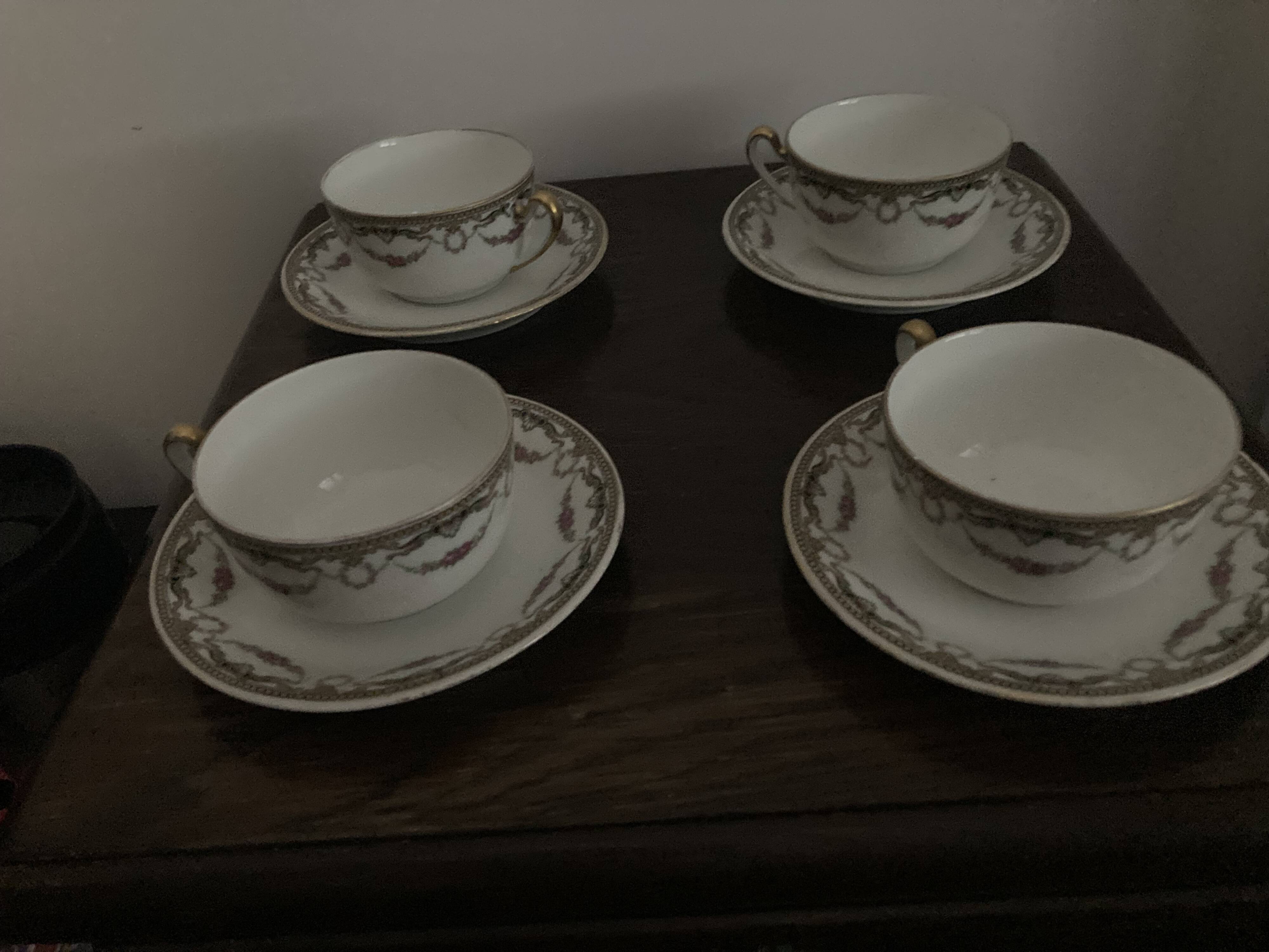 Complete café service porcelain Limoges William Guérin