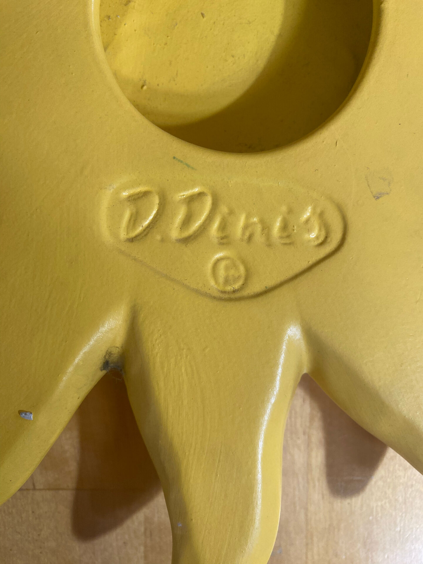 Vintage Yellow Ceramic Sun Mirror D. DINIS #E067