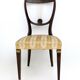 Set of Six Vintage Beech and Brass Dining Chairs with Goldenrod Fabric