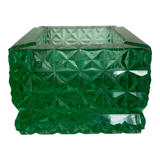Cendrier pavé de verre taillé diamant vert 1980