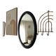Vintage oval mirror in petrol blue wood