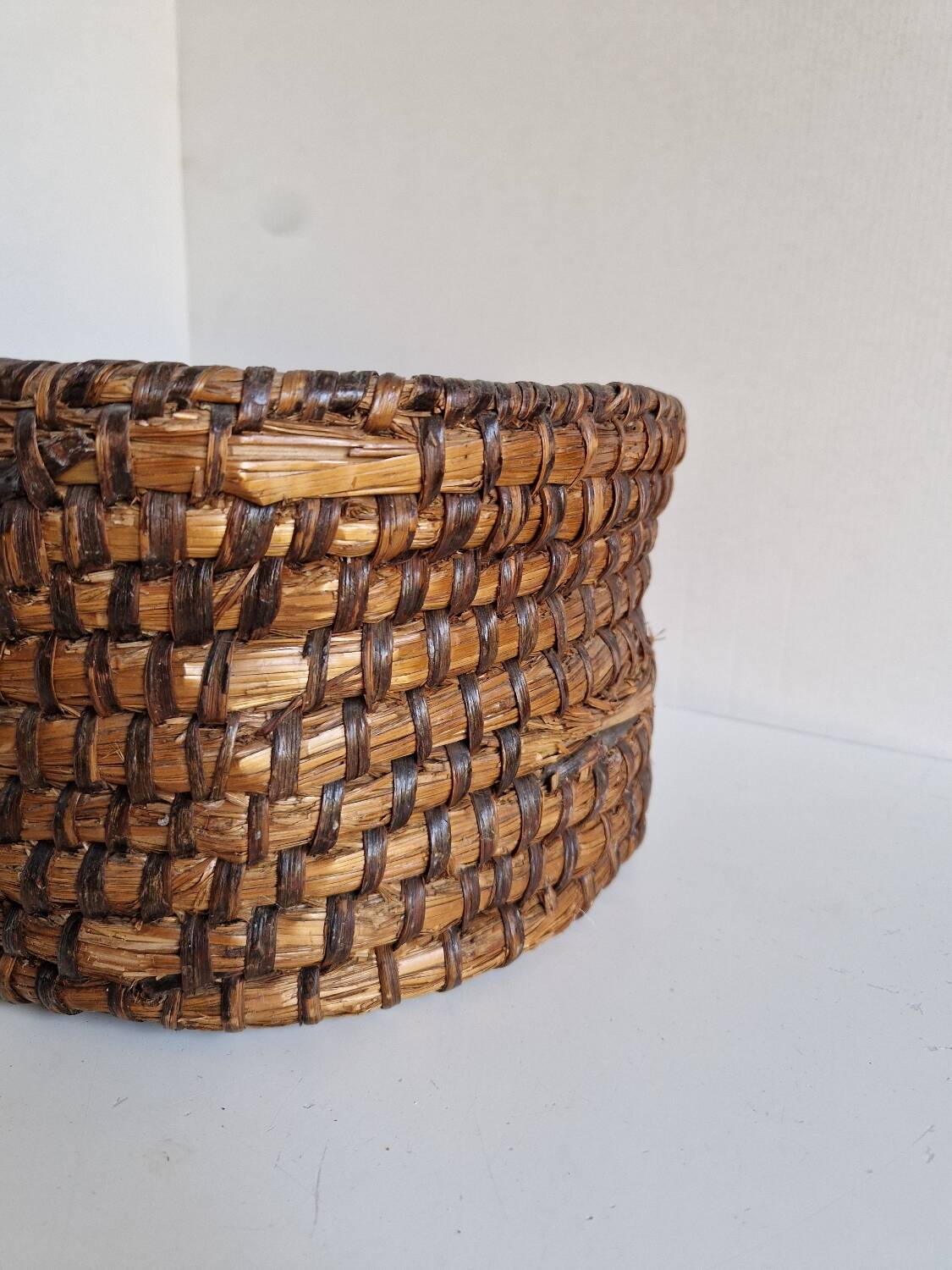 large straw basket banneton folk art bread bakery