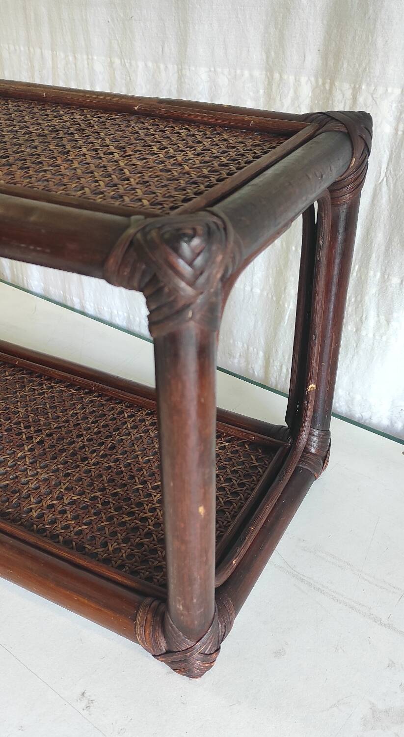 Rattan and cane wall shelf - 70s/80s