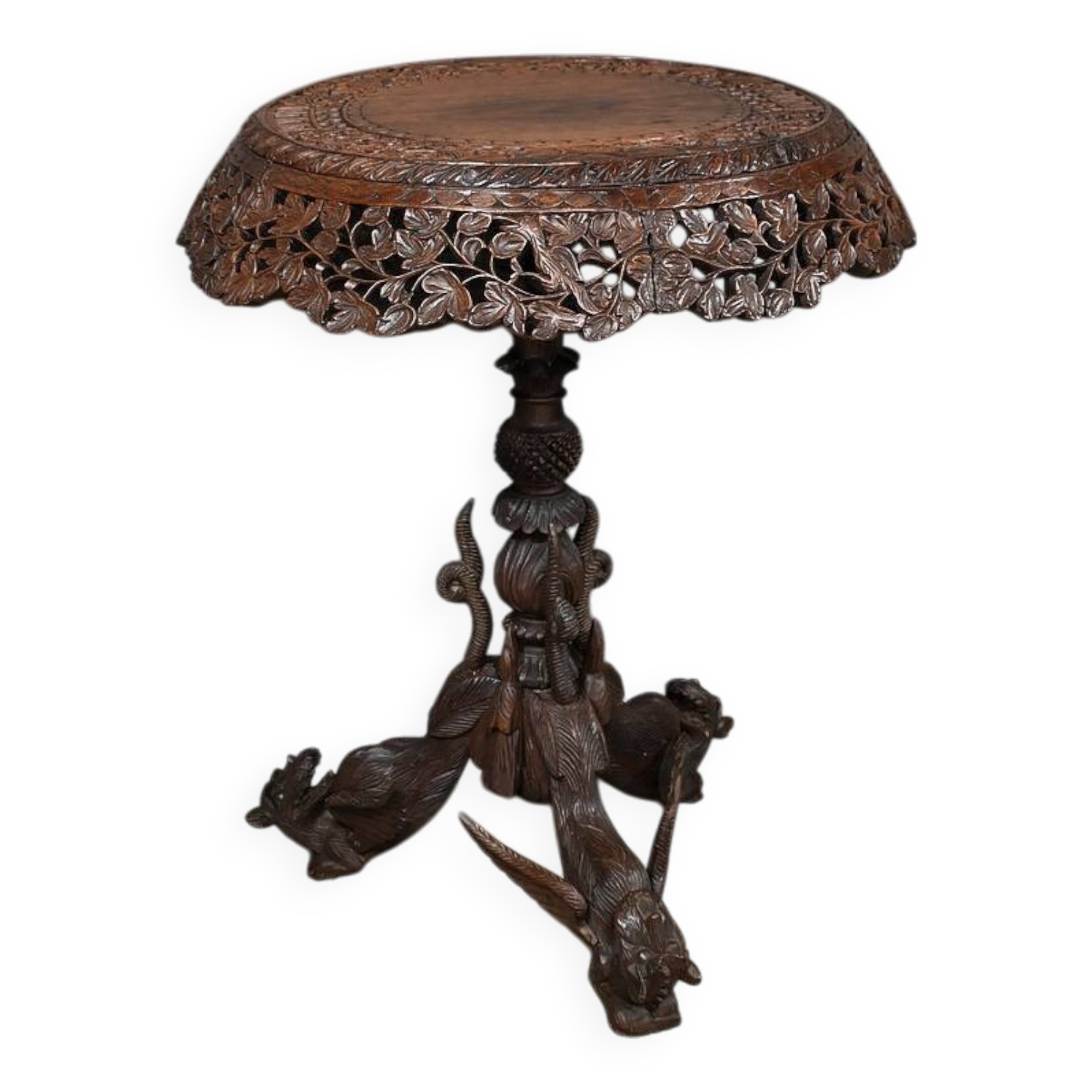 Anglo-Indian Pedestal Table in Exotic Wood – Late 19th Century