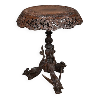 Anglo-Indian Pedestal Table in Exotic Wood – Late 19th Century
