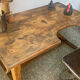 Old workshop desk made of solid wood
