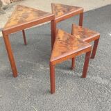4 nesting tables in solid rosewood and Asian marquetry