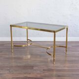 Table basse vintage en laiton fabriquée en France, 1950s