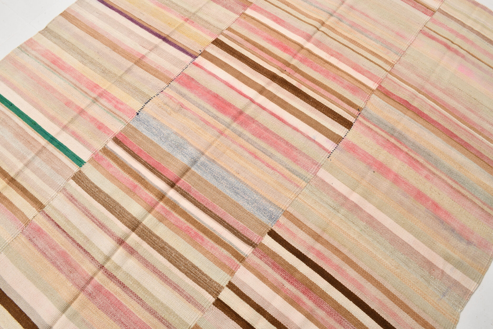 Striped wool kilim rug, 216x292 cm