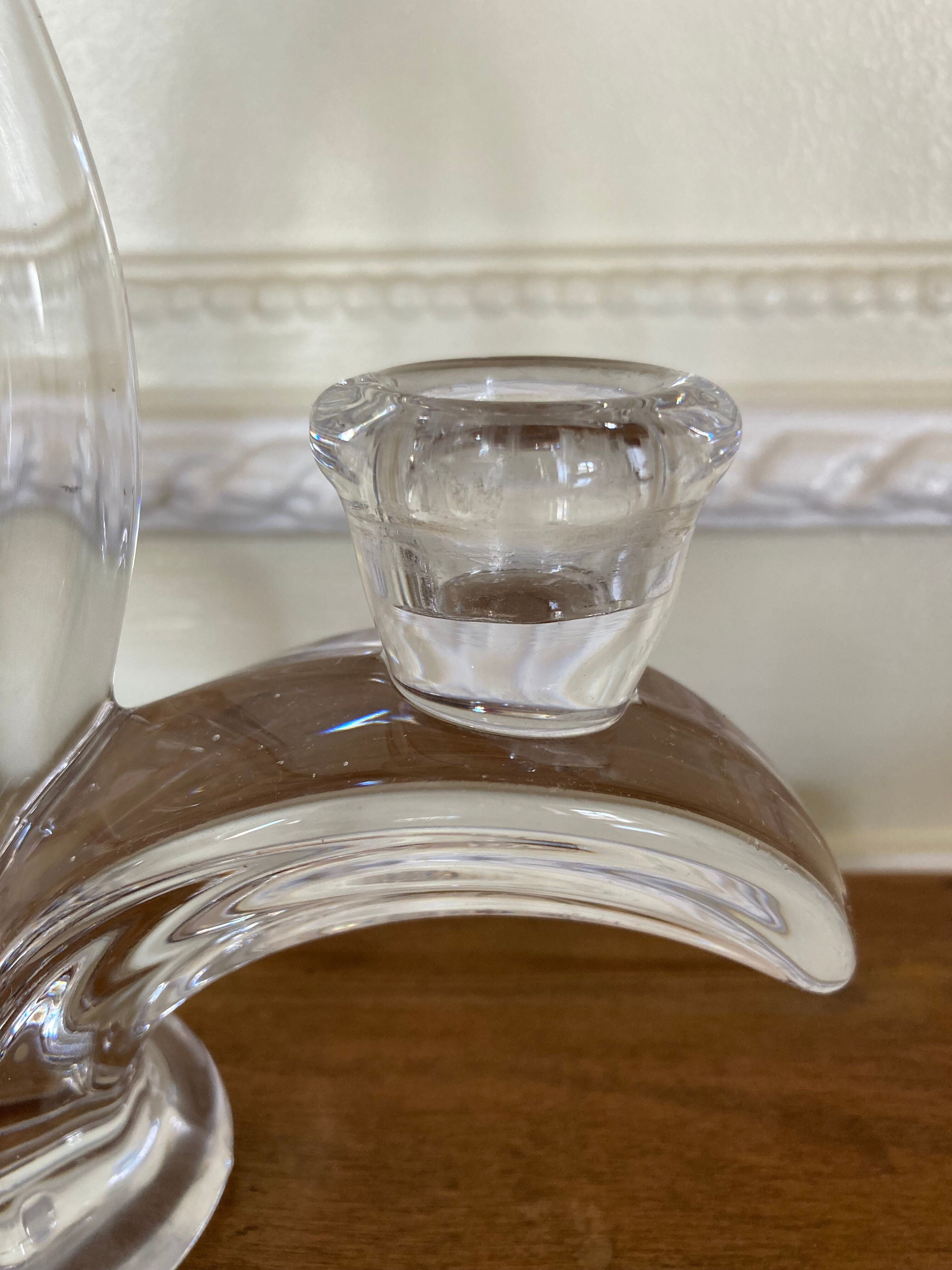 Double crystal candle holder from vannes le chatel 60s