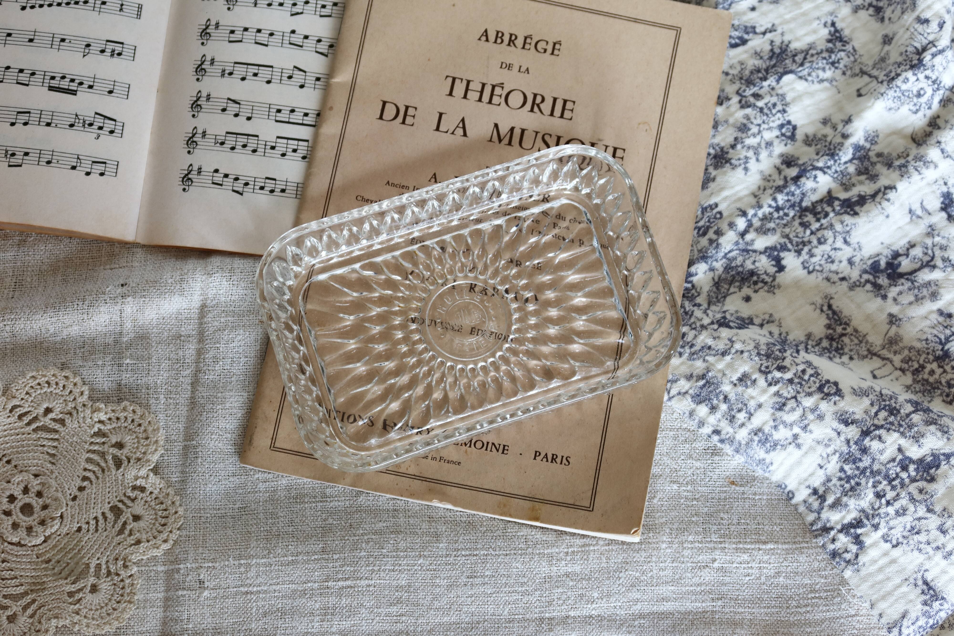 Duralex Lesieur vintage molded glass butter dish