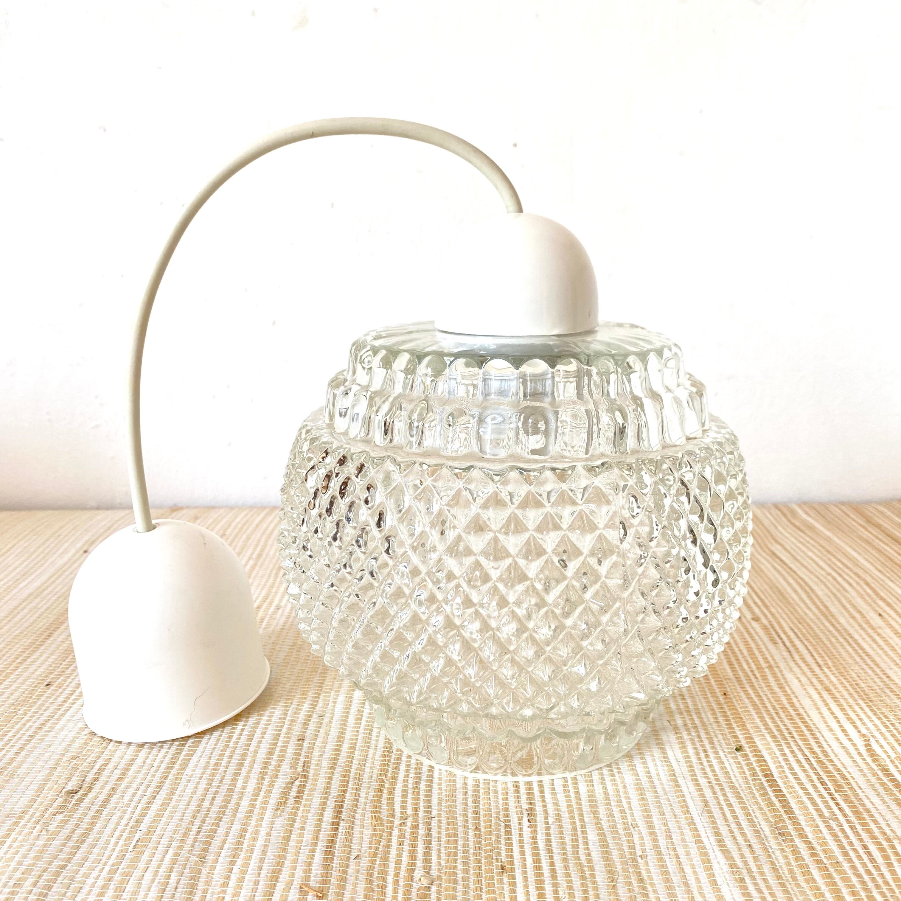 Vintage pendant lamp in molded glass