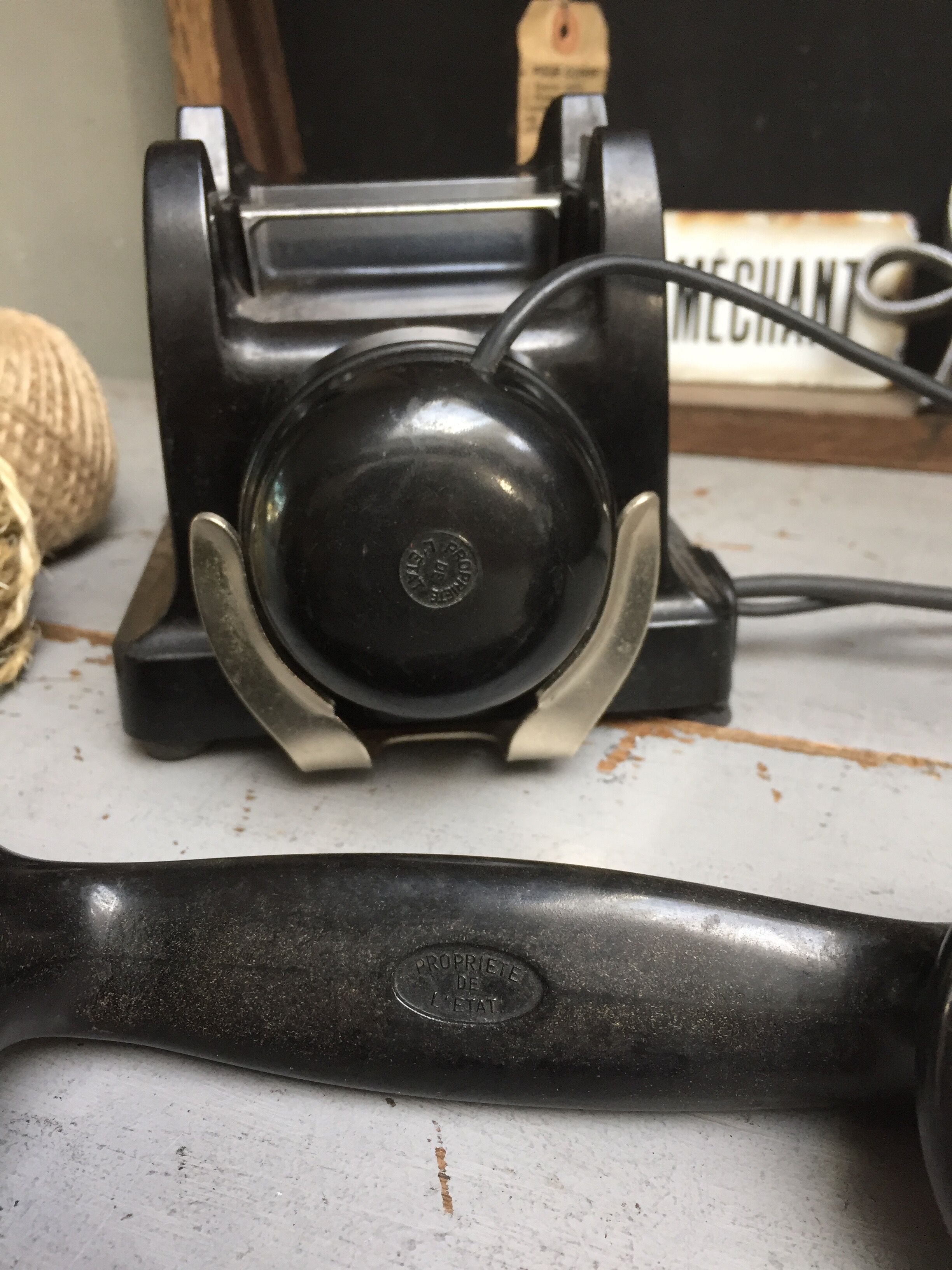Black bakelite telephone