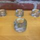 Set of 4 Vintage Ice Cube Shaped Glass Candle Holders #E008