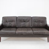 1970s Danish 3-seater sofa in dark brown leather