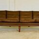 Vintage retro Danish mid-century G. Thams 4 person sofa in brown leather 1960