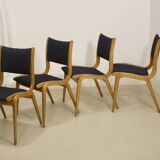 Set of 4 Scandinavian design chairs curved wood from the 60s. Ref JADOU