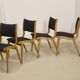 Set of 4 Scandinavian design chairs curved wood from the 60s. Ref JADOU