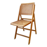 Folding wooden and cane chair