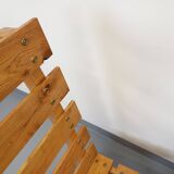 Pair of Vintage Brutalist Slatted Wood Lounge Chairs