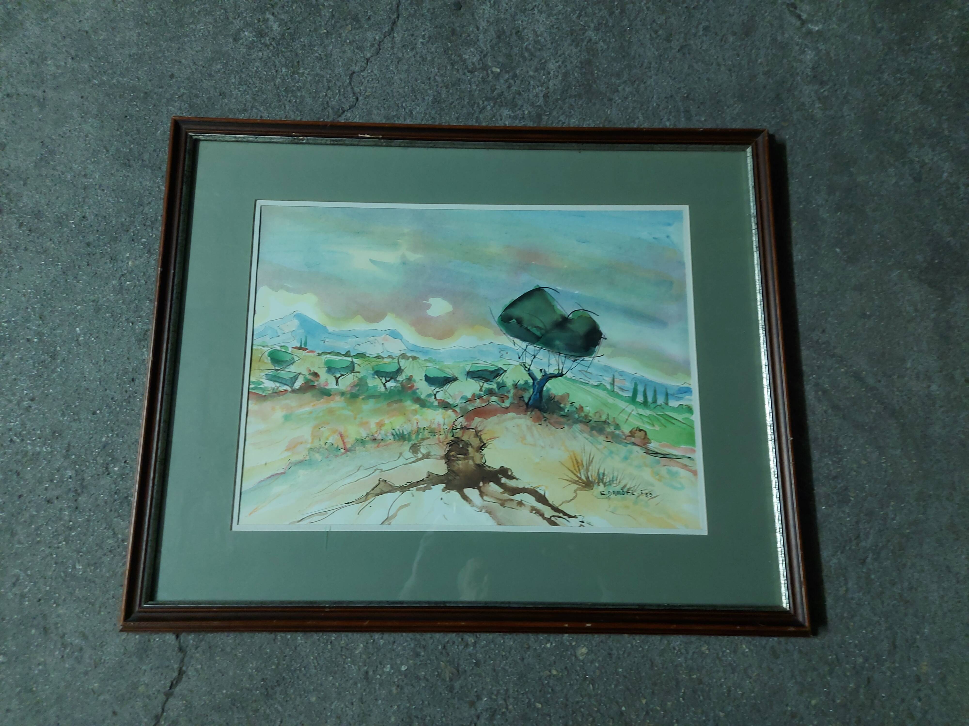 Tableau , aquarelle paysage provencal