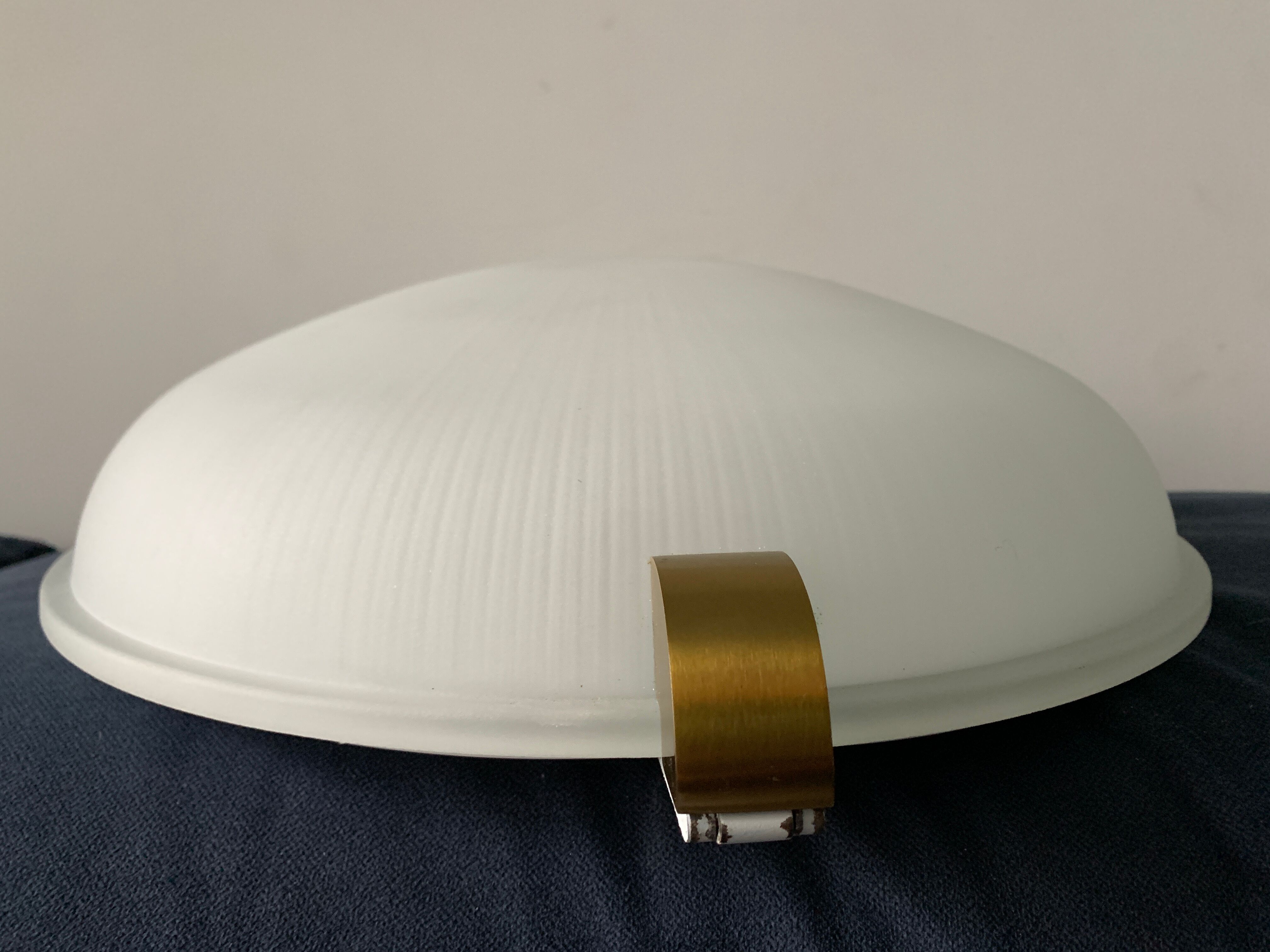 French ceiling light, design Jean Perzel, model 2004 in glass and bronze, 20th century