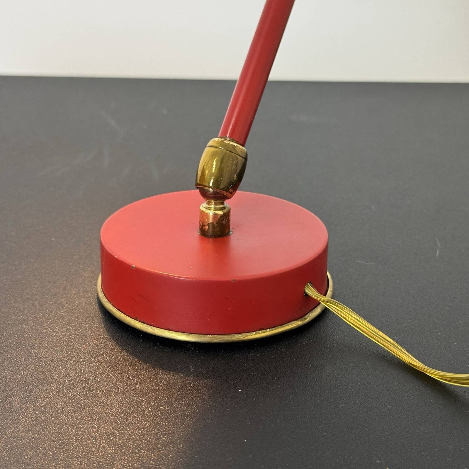Stilux Milano Table Lamp 1950s Red Double Jointed Conical Shade