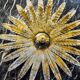 Sun wall lamp by Ferro Arte, metal and gold leaf, Spain 1970