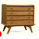 Commode vintage bois clair doré pieds compas
