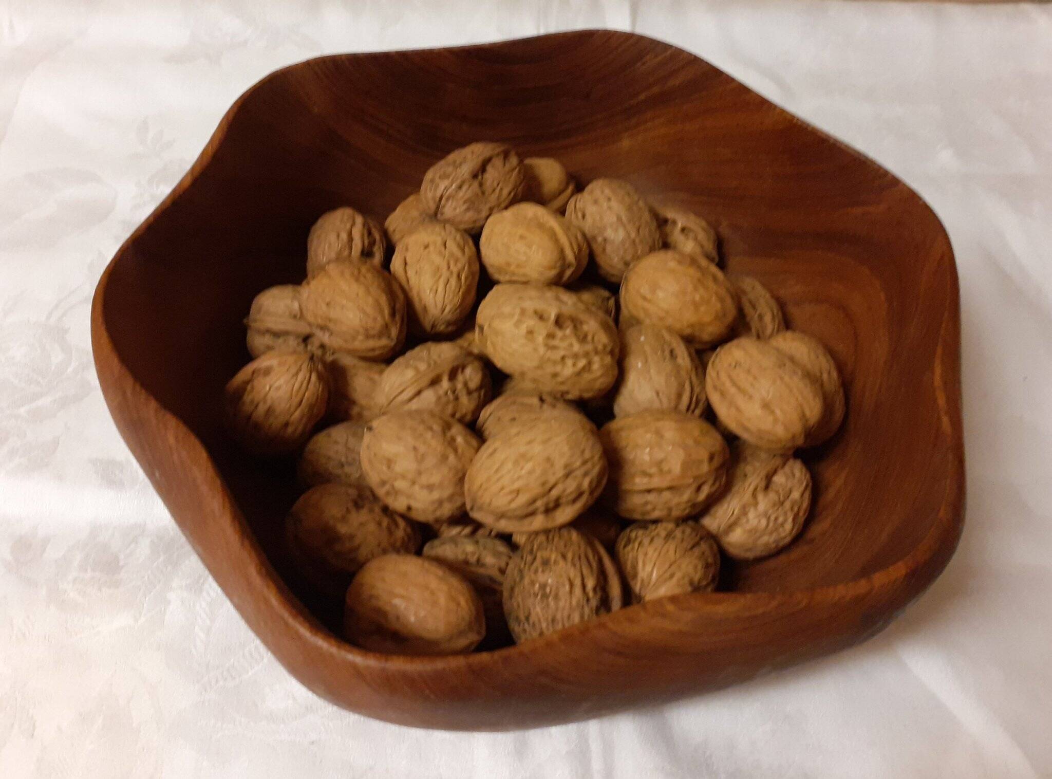 vintage salad bowl in solid teak, Scandinavian design, free form
