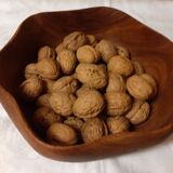 vintage salad bowl in solid teak, Scandinavian design, free form
