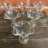 Set of 6 Ice Cream Bowls FIDENZA VETRARIA Moulded Glass Petal Shape It