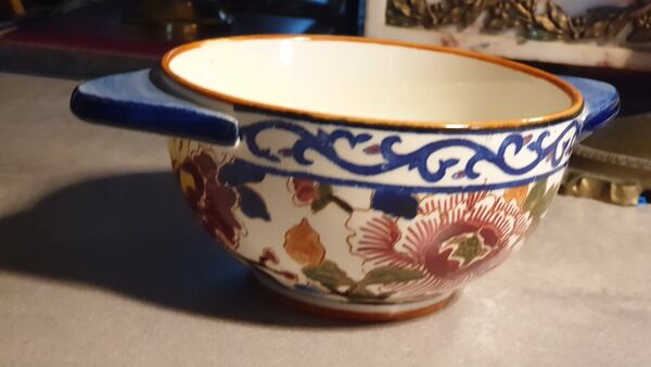 Bol faïence de gien décor pivoines