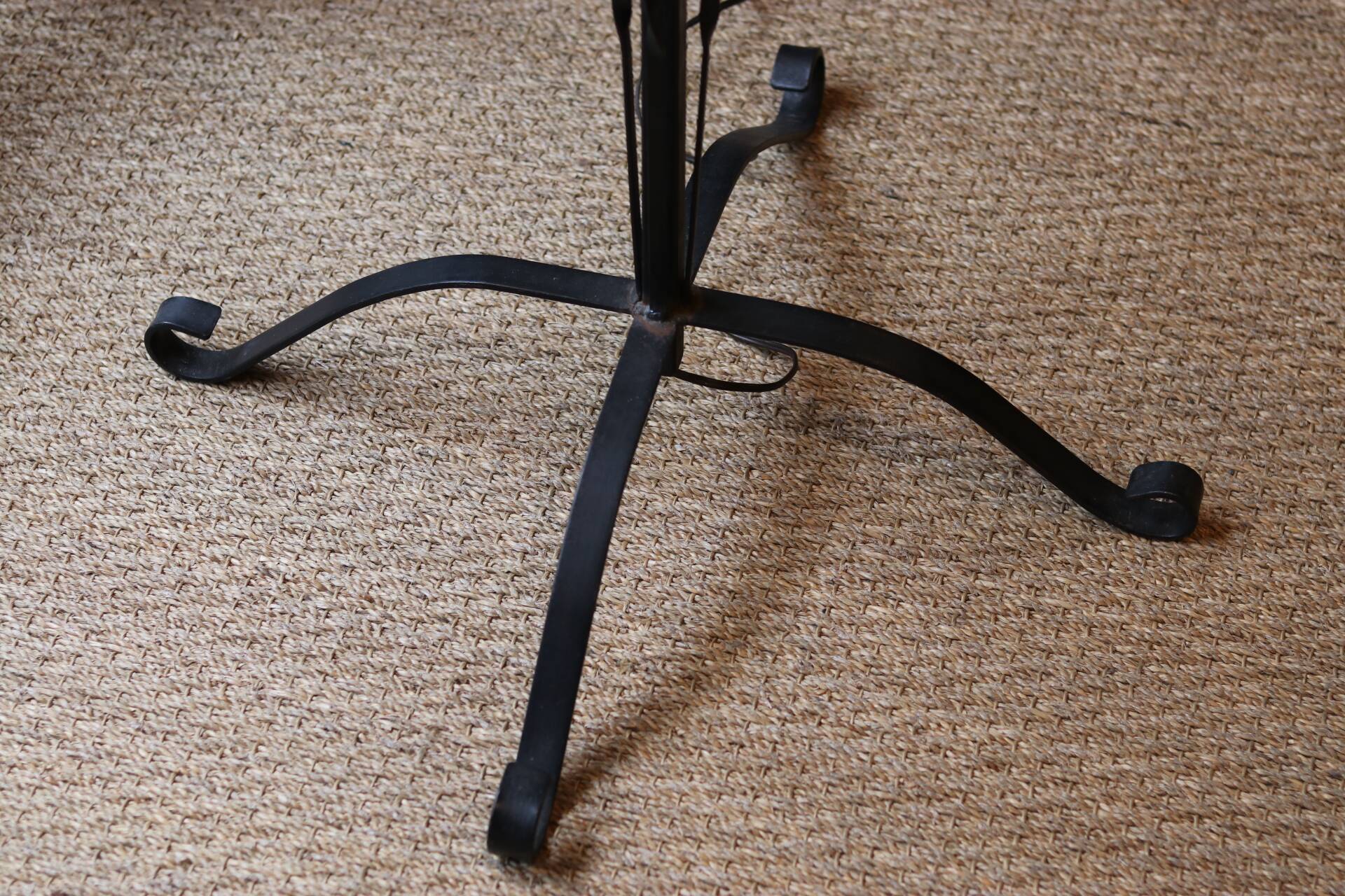 Very large brutalist wrought iron floor lamp, circa 1950